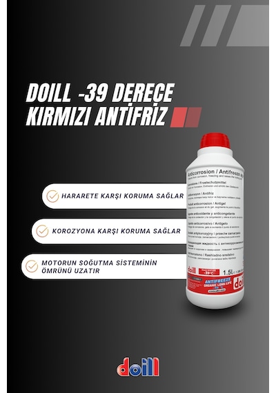 Doill -39 / -40 Derece Hazır Karışım 1.5 Litre Kırmızı Organik Antifriz - G12