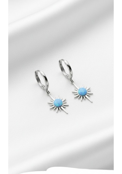 Çekirdekjewelry 925 Ayar Gümüş Rodyum Kaplama Opal Taş Küpe Gri