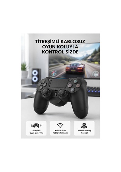 Astraltech Ps4 Kablosuz Oyun Kolu V2 Bluetooth Bağlantılı, Titreşimli, Pc Ve Mobil Uyumlu