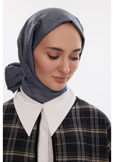 Mirsoy Scarf İpeksi Jakar Şal V Desen Antrasit