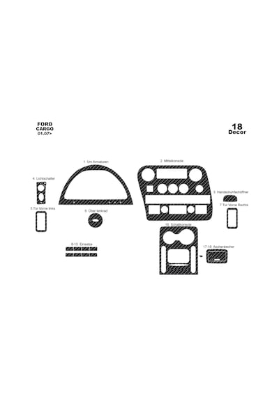 Ford Cargo 1838t Torpido Kaplama 2007-2012 18 Parça Karbon