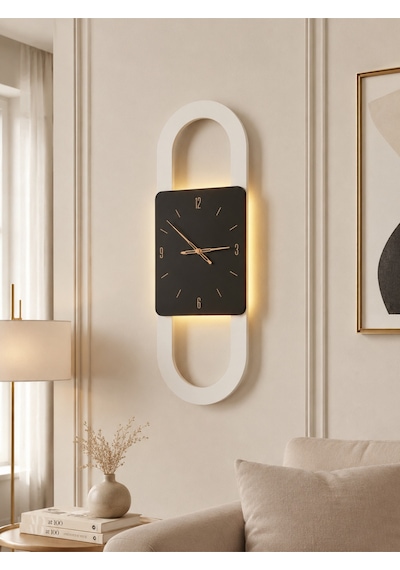 Berlin Ahşap Salon Duvar Saati Pilli Ledli Quartz Ultra Sessiz Mekanizma 28 Cm X 85 Cm Siyah