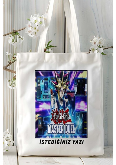 Art Hediye Master Duel Oyun Baskılı Bez Çanta Omuz Çantası Kişiye Özel Model 2 Çok Renkli