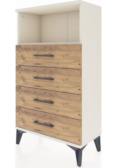 Arges Komodin Tek Raflı 4 Çekmeceli 60x30x106 Aytaşı-çam Aytaşı