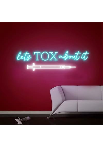 Lets Tox About İt Yazılı Ve Şekilli Neon Tabela Turkuaz