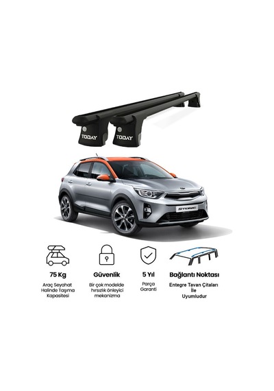 Trio-ı Kia Stonic 2017 Ve Sonrası Uyumlu Siyah Kilitli Ara Atkı 120cm Port Bagaj Tavan Barı