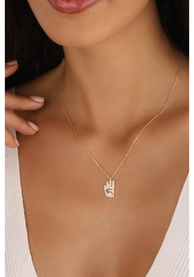 Rabia İşareti Gümüş Kolye Rose Gold