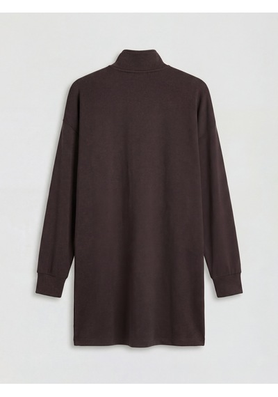 Lcw Modest Kahverengi Dik Yaka Soft Touch Kadın Sweatshirt Tunik