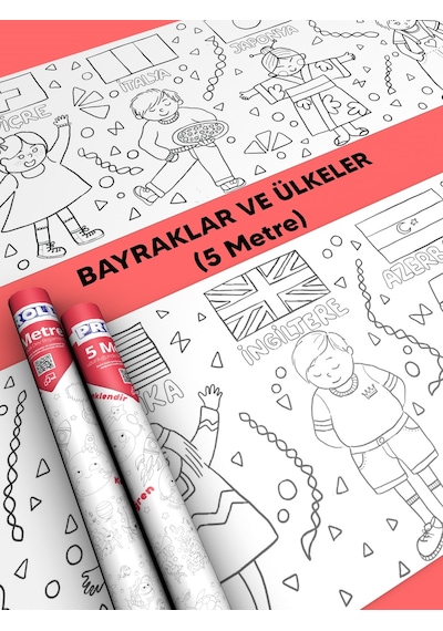 Ülkeler ve Bayrakları Boyama Kağıdı