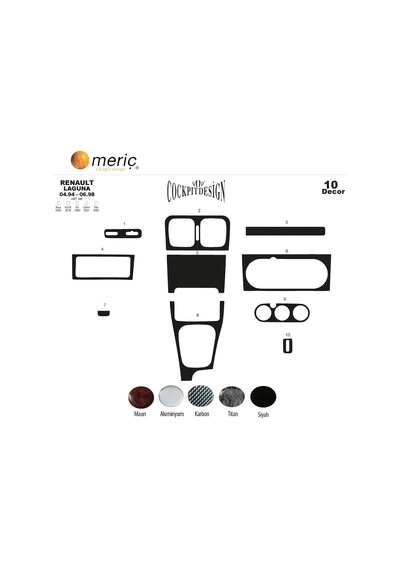 Meriç® Renault Laguna Ön Torpido Kaplama 10 Parça 1994-1998 (530157207)