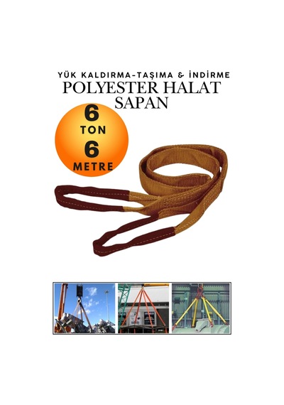 6 Ton 6 Metre Kahve Polyester Sapan - Yüksek Mukavemetli Yük Kaldırma Ve Taşıma Spanzeti - Endüstriyel Sınıf, Güvenli Bağlama Ve Sabitleme Halatı Ağır Yük Taşıma, İndirme ,sabitleme Halatı