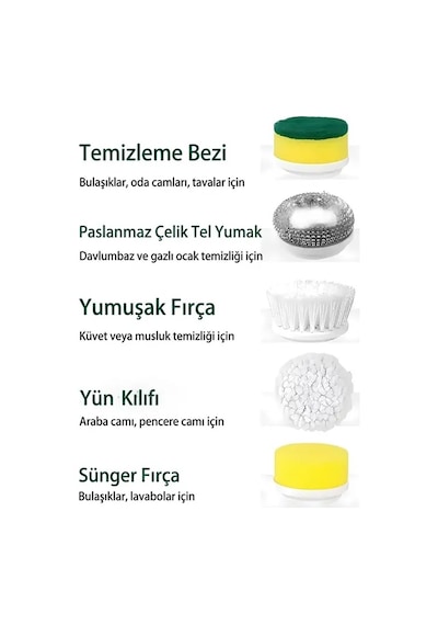 Ally Magic Brush Şarjlı Temizleme Fırçası İçin 5 Adet Yedek Başlık- 5775 Beyaz