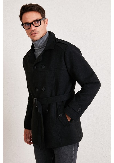 Buratti Slim Fit Cepli Pamuklu Kaşe Erkek Kaban 5841015 Füme