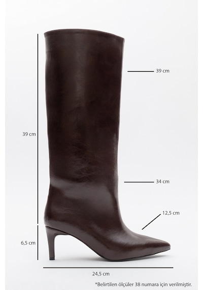 Luvishoes Luvi Shoes Camila Bordo Cilt Kadın Topuklu Çizme Bordo