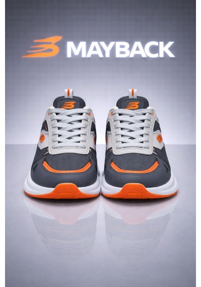Mayback Erkek Günlük Ortopedik Sneaker Spor Ayakkabı Gri - Turuncu