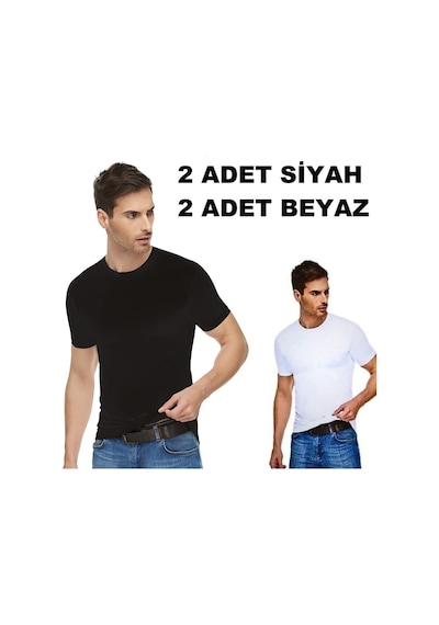 Erkek Elastan Sıfır Yaka 4'lü Fanila Karışık