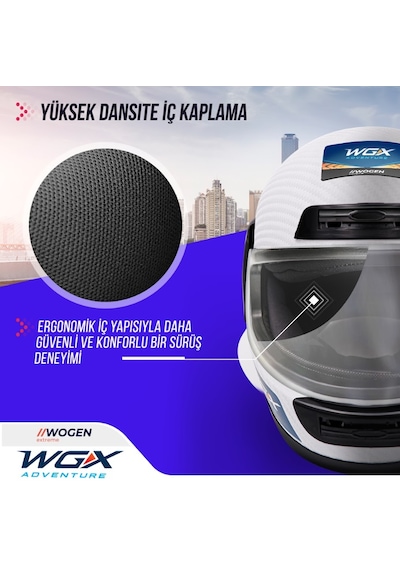 Wogen Fullface Kask Karbon Beyaz