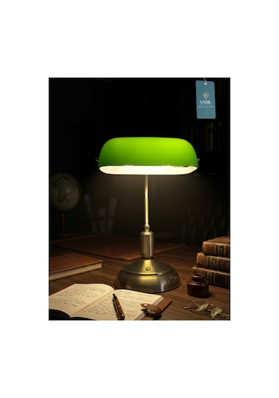 Chacha Home Luxury Banker Ledli Şarjlı Dokunmatik Masaüstü Lamba 40x33 Cm Yeşil