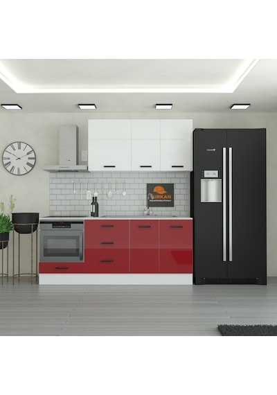 205 Cm Mutfak Dolabı Mdf Kapak Tezgah Dahil Yrkn205 101 Kırmızı