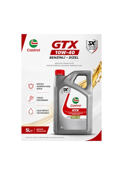 Castrol Gtx 10W-40  Sentetik Teknolojili Benzinli Dizel Motor Yağı