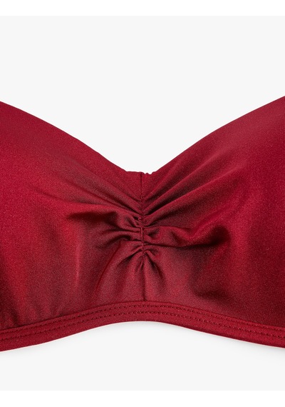 Koton Kalp Yaka Drape Detaylı Straplez Bikini Üstü Bordo 6sak10066mm
