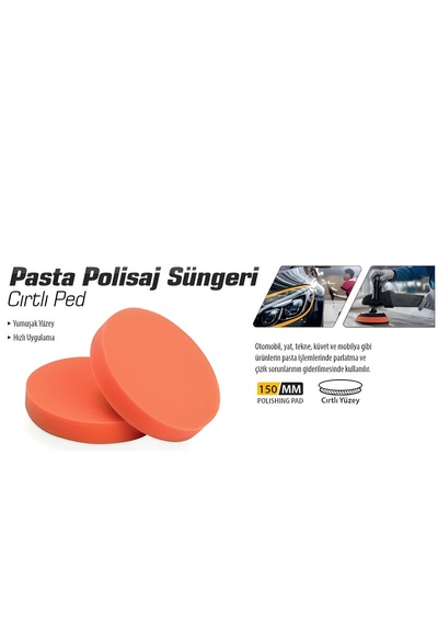 Meşem Pasta Polisaj Süngeri Cırtlı Ped 150mm 2 Adet
