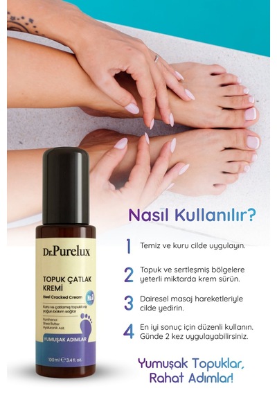 Topuk Çatlak Kremi Shea Yağı & Hyaluronik Asit İçerikli Yoğun Nemlendirici Bakım Kremi 100 Ml