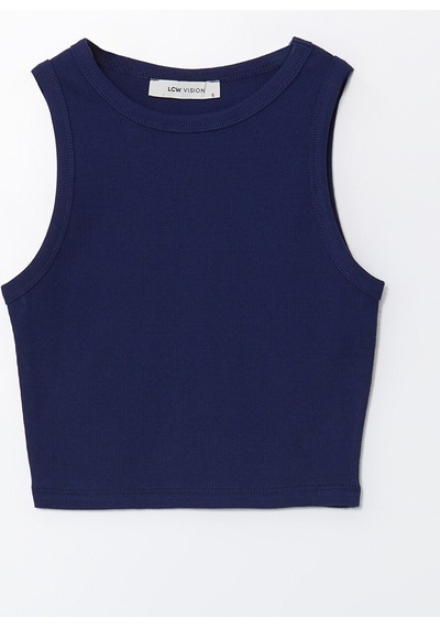 Lcw Vision Lacivert Bisiklet Yaka Dokulu Kadın Crop