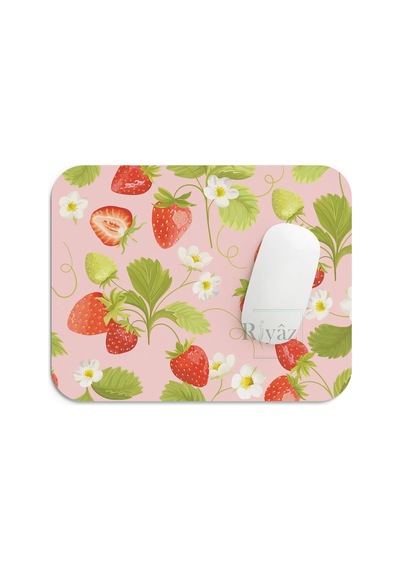 Çilek Desenli - Dikdörtgen Mouse Pad, 17,5 Cm X 21,50 Cm