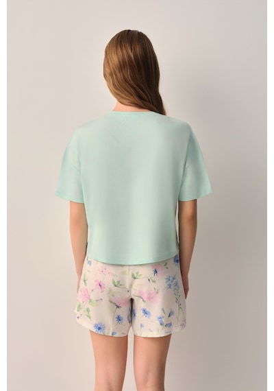 Suwen Magnolia Tişört Şort Pijama Takımı Sh26516667s338 Ekru