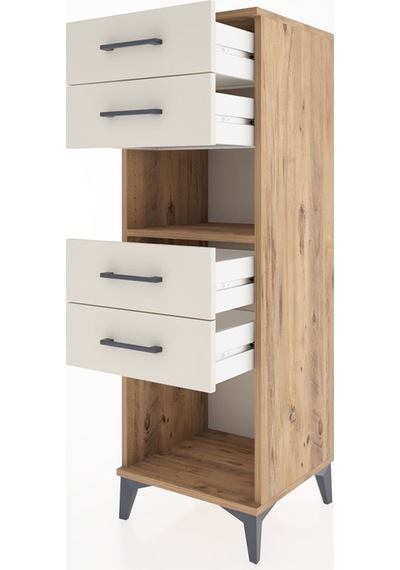 Hyperion Dolap Tek Raflı 4 Çekmeceli 44x44x134 Çam-aytaşı Çam