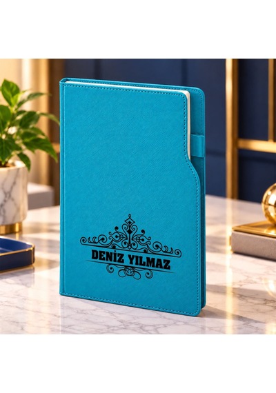 Bk Gift Kişiye Özel İsimli 374 Termo Deri 2027 Ajanda-15, Günlük Ajanda 17x24 Cm Turkuaz