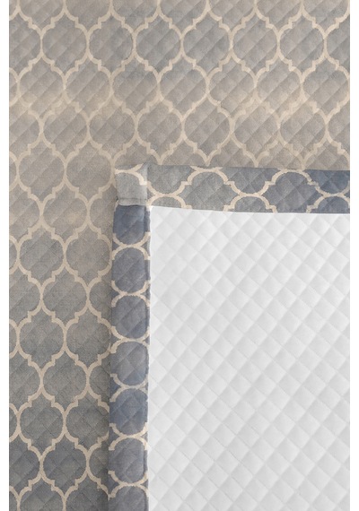 Gri Geometrik Modern Tek Kişilik Pike Takımı - Beyaz İskandinav 160x220 Cm Kapitone Yatak Örtüsü Kışlık Saman Masalı