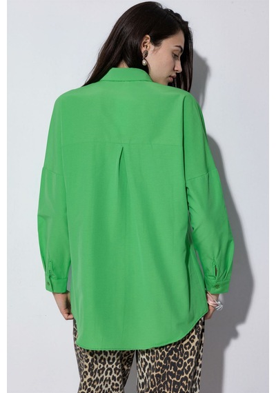 Hiccup Bdart Oversize Uzun Kollu Poplin Gömlek Yeşil 05