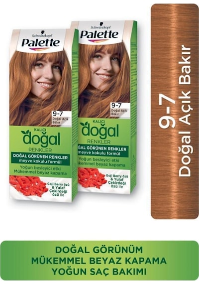 Palette Kalıcı Doğal Renkler Saç Boyası 9-7 Doğal Açık Bakır 2'li