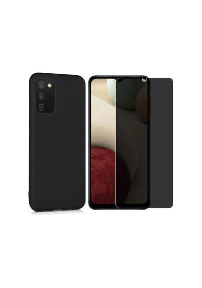 Samsung Galaxy A03s Esnek Soft Tasarım Uyumlu Kılıf Ve Hayalet Privacy Gizli Ekran Koruyucu Col177143-siyah