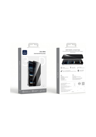Apple iPhone Uyumlu 18 Pro Max Wiwu Gt-034 Glass Ultra Privacy 3d Hayalet Ekran Koruyucu Cam Uygulama Aparatlı