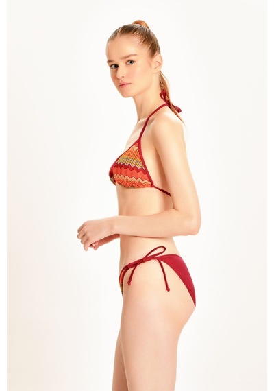 Too Salty Swimwear Kadın Bordo Dantelli Yandan Bağlamalı Üçgen Bikini Takımı 24s116st Bordo