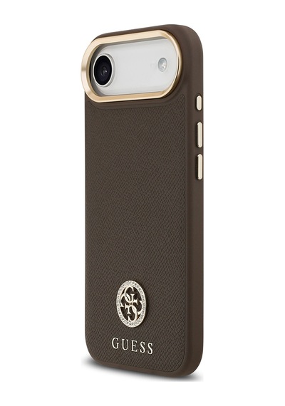 Apple Uyumlu iPhone 17 Air Kılıf Guess Lisanslı M-safeli Grained Yazı Ve Taşlı 4g Logolu Kapak Kahverengi Kahverengi