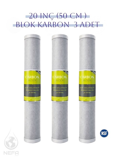 20 Inç Su Arıtma Cihazları Için -blok Carbon- Filtre 3 Adet