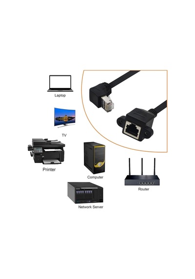 7747 Rj45 Dişi Erkek Uzatma 1.5m Dirsek Köşeli 90 Derece Panel Tipi Cat6 Montaj Kablosu 1.5 Metre