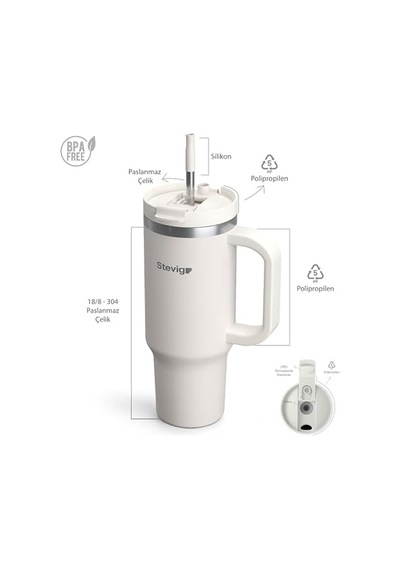 2 Moods Tuck-in Tumbler Sızdırmaz Çelik Termos 900 Ml White Sand St-242 Açık Beyaz