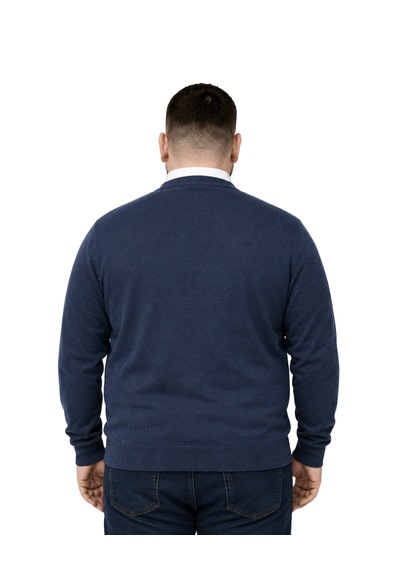 Battalmoda Erkek Büyük Beden Melanj Lacivert Cepli Düğmeli Triko Hırka 3xl-4xl-5xl-6xl