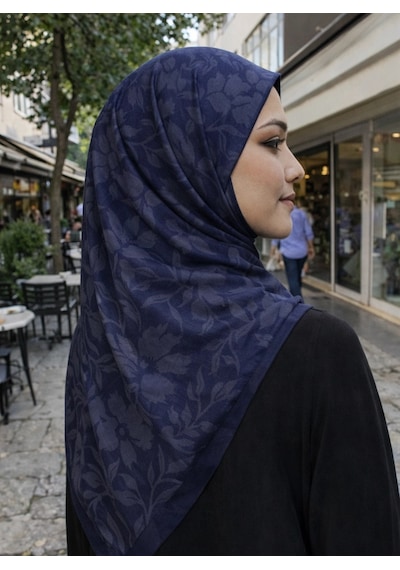 Mavi İpek Lacivert Serisi Soft Pamuk Şal D3 Lacivert