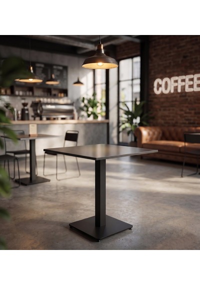 Kompakt Laminat Kare Cafe Retstoran Ve Ev Yemek Masası 60x60 Cm Füme Tablalı