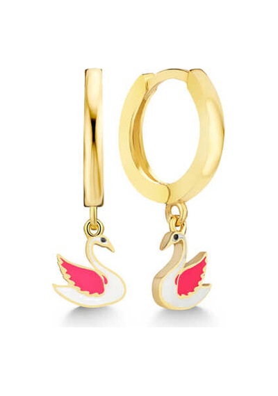 Gümüş Gold Kuğu Sallantılı Kadın Küpe 97968679