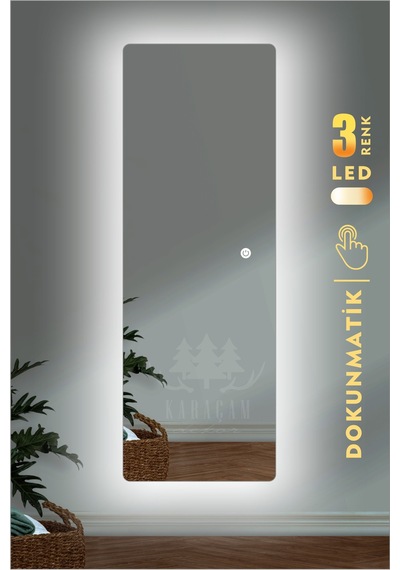 Led Işıklı 123 X 43 Cm Boy Aynası Beyaz