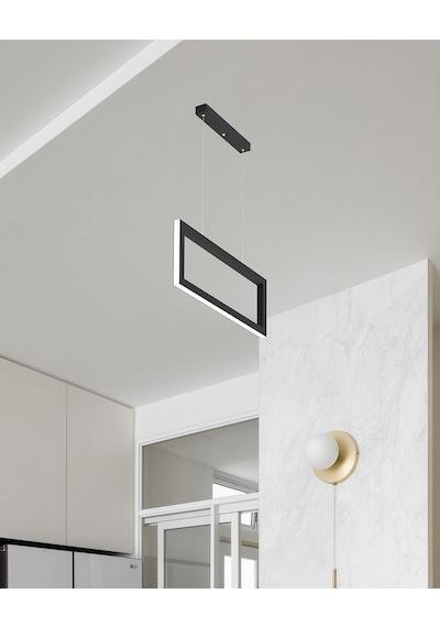 Mesa Siyah Kasa, Doğal Beyaz Işık Ledli Modern Sarkıt Led Avize Siyah
