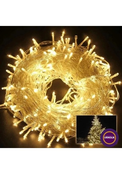 Jenerik Yılbaşı Aydınlatması 100 Led Perde Hortum Sıcak Beyaz Işık - 10 Metre Dekoratif Şeffaf Kablo Diğer