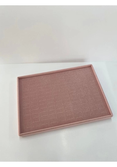 Yerli Üretim Süet Kumaş Pembe Renk Batırmalı Çekmece Içi Yüzük Tablası Çok Renkli